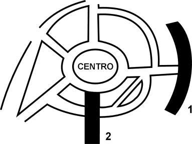 01) (ENEM-2000) Em certa cidade, algumas de suas principais vias têm designação "radial" ou "perimetral", acrescentando-se ao nome da via uma referência ao ponto cardeal correspondente.