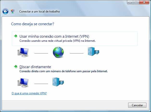 Agora escolha a opção Usar minha conexão com a Internet (VPN),