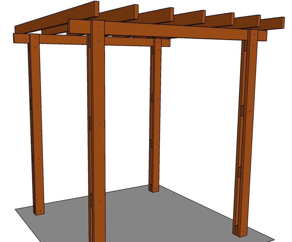 32 Pergolado Fixação dos pilares A fixação dos pilares deverão ser feitas com parafusos de 18x4 galvanizado. Quantidade de Parafusos por pilas do Pergolado Rewood: 20 parafusos.