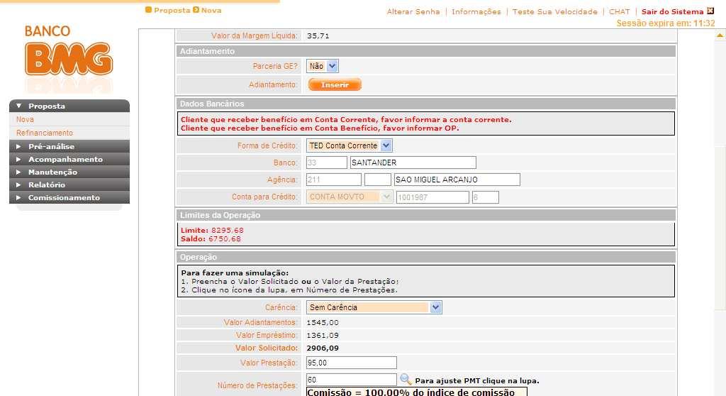 OPERAÇÃO Valor da Operação: Após selecionado o prazo na tela anterior ela se fechará automaticamente e todos valores da operação vão estar confirmados e disponíveis para visualização.