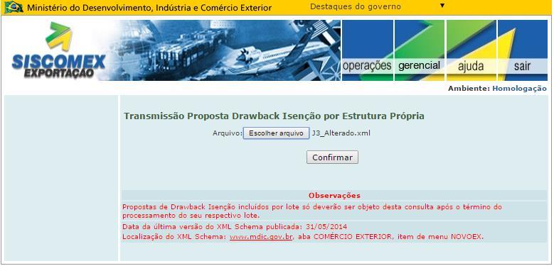 9. Carregando arquivos em lote Para a inclusão do arquivo a