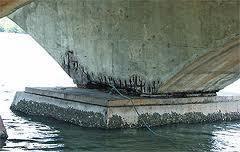 Dentre as patologias das estruturas de concreto em ambiente marinho a que mais preocupa é a corrosão das armaduras (Figura 2[a]), pois afeta diretamente a segurança estrutural e também há grande