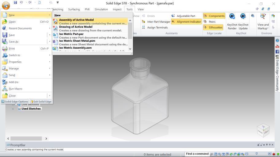 1.2- Crie a rolha da garrafa. Use diretamente o modelo de assembly para o fazer. Insira uma inscrição no topo da rolha.