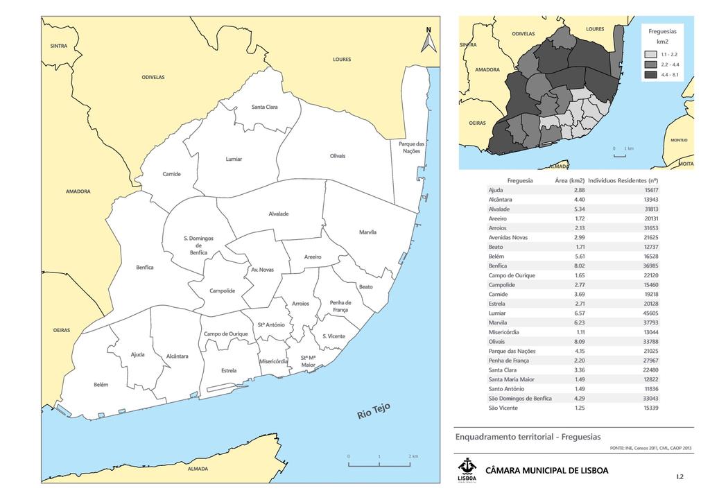 Área central consolidada e densamente edificada de uma vasta Área Metropolitana, em torno do Estuário