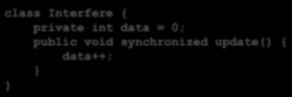 public void update() { synchronized (this) { data++; } } } class