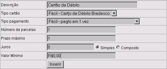 Será entã exibida a página abaix: Para cadastrar uma nva frma de pagament, clique n btã Cadastrar Nv. Sugerims cadastrar a mens duas frmas de pagament cartã de crédit e de débit (cnfrme imagem abaix).