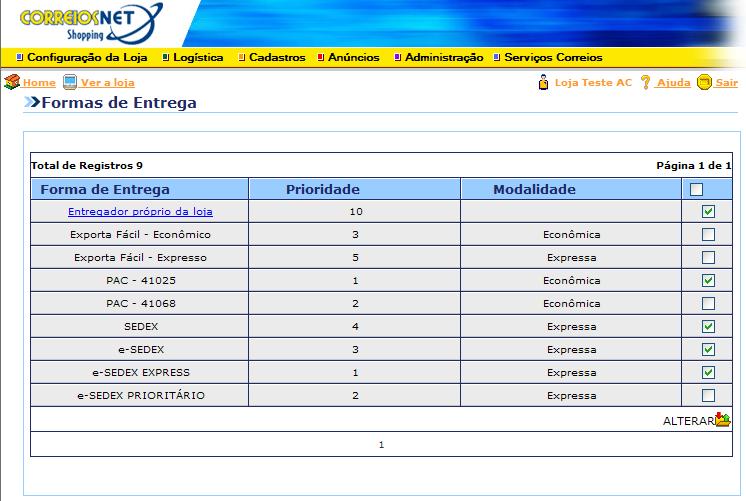 4. Cm cnfigurar as frmas de entrega Assciand frmas de entrega próprias As frmas de entrega sã classificadas em dis segments, express e ecnômic, cm abrangência nacinal u internacinal. 4.1.