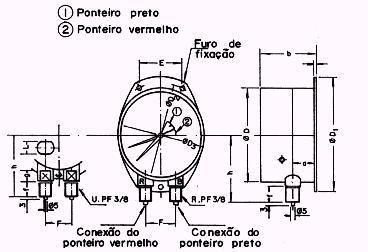 Manômetro Duplo São manômetros com dois Bourdons e mecanismos