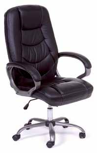 900 62% Cadeira executivo Miura pele sintética, cor preto/ metal cromado, cód.