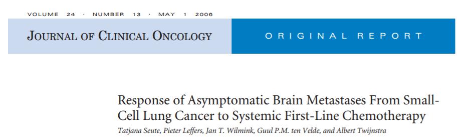 Câncer de pulmão de pequenas células 1ª linha N= 22 pacientes - assintomáticos nunca