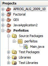 IDE Netbeans Janela Projects Projetos Ficheiros dos projetos organizados em packages e bibliotecas Janela Files