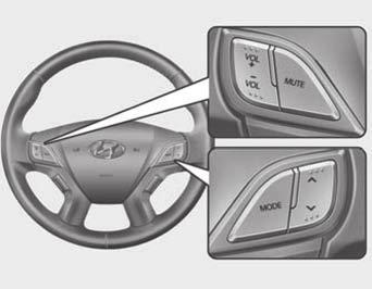 Características do seu veículo Controle de áudio no volante de direção (se equipado) 1 3 2 4 Tecla VOL ( + / - ) (1) Pressione a tecla (+) para aumentar o volume.