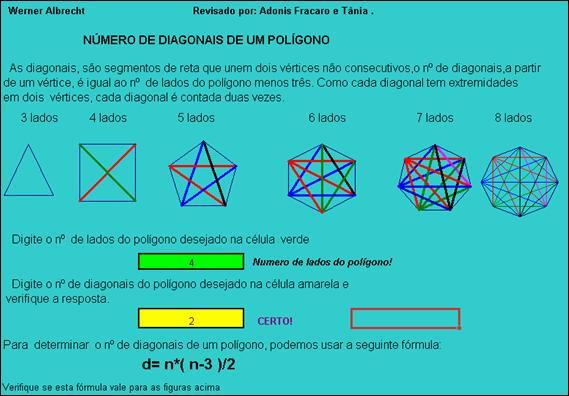 : esta atividade propõe o cálculo das diagonais de um polígono.
