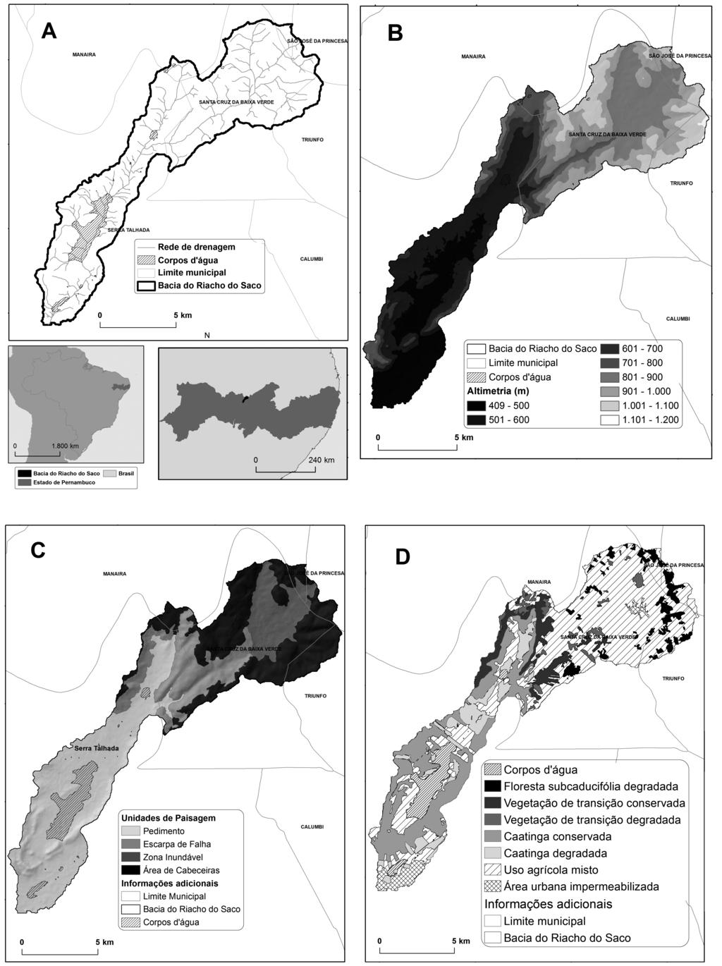 Estilos fluviais num ambiente semiárido, bacia do riacho do saco, pernambuco Sistema de coordenadas Geográficas DATUM: WGS 84 Fig.