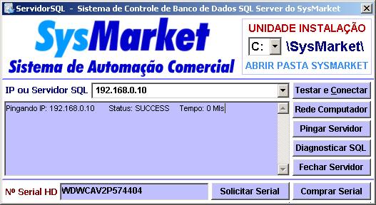 Após executar, conforme abaixo. No campo IP ou Servidor SQL, informe o número do IP FIXO que foi configurado para seu servidor principal.