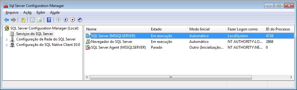 Através do Menu Iniciar, localize a Pasta Microsoft SQL Server 2008 R2 >> Ferramentas de Configuração e execute o Programa SQL Server Configuration Manager, caso não localize recomendamos fazer a