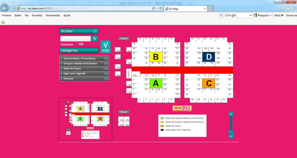 Webmarketing 25 Mapa Interativo> Será produzido um mapa interativo da exposição de empresas, o que permitirá prolongar por