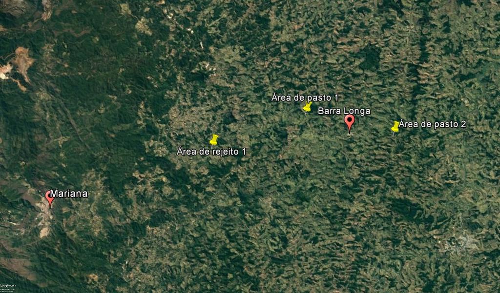 Figura 4. Localização dos Municípios de Mariana (A) e Barra Longa (B), região onde foram implantados os experimentos, no Brasil e no Estado de Minas Gerais. 1 2.3.
