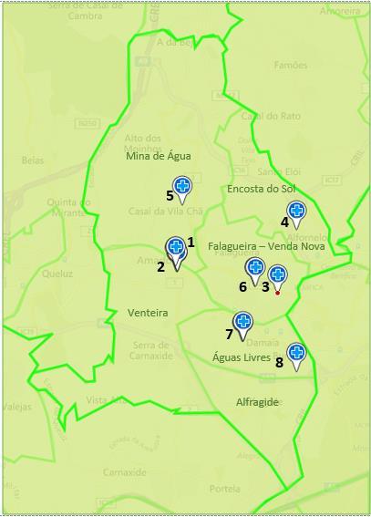 Arco Íris 3 CDP Venda Nova 4 UCSP Brandoa 5 USF Ribeiro Sanches 6