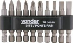 phillips comprimento 50 mm (PH1, PH2 e PH3) - 14 soquetes sextavados comprimento 36 mm (5 mm, 6 mm, 7 mm, 8 mm, 9 mm, 10 mm, 11 mm, 3/16, 1/4, 9/32, 5/16, 11/32, 3/8 e 7/16 ) - 1 prolongador