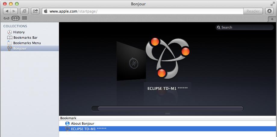 Como abrir o Bonjour é diferente, dependendo da versão do Safari. Para mais informação, vá ao sítio web da Eclipse (http://www.eclipse-td.
