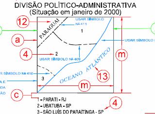 Divisão administrativa: a divisão político-administrativa será representada através dos limites internacionais e/ou estaduais e/ou