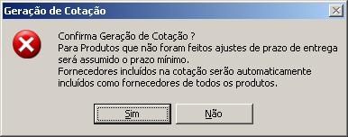 Clique no link Ajuste de Prazos de Entrega. O sistema exibirá uma janela, onde o campo Data Sugerida poderá ser alterada pelo usuário.