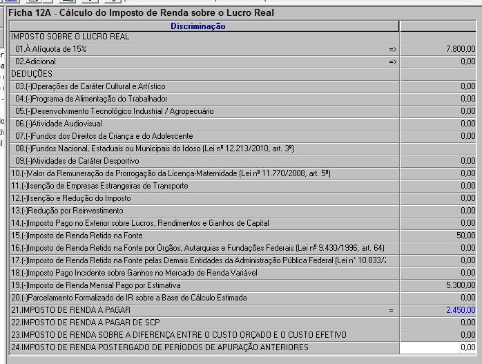 DCTF Mensal: Confronta com a Ficha 11 da DIPJ do Lucro Real Anual.