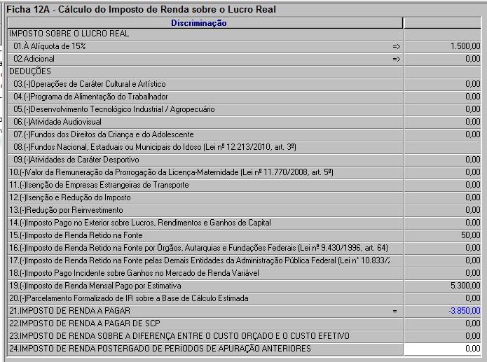 DIPJ - Lucro Real: