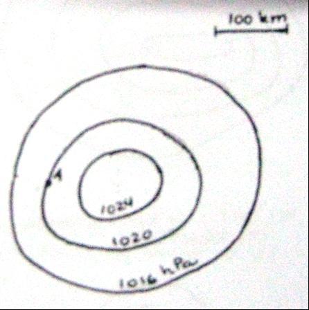 9. Para os diagramas (todos no hemisfério sul) representados abaixo: a. Quais diagramas representam isóbaras próximas da superfície da Terra. b.