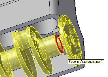 Clique sobre a face do virabrequim indicada na figura.