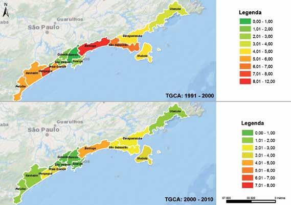 ção reforça-se em praticamente toda orla marítima dos municípios de São Sebastião, Caraguatatuba e Ubatuba, como se pode observar na evolução da mancha urbana.