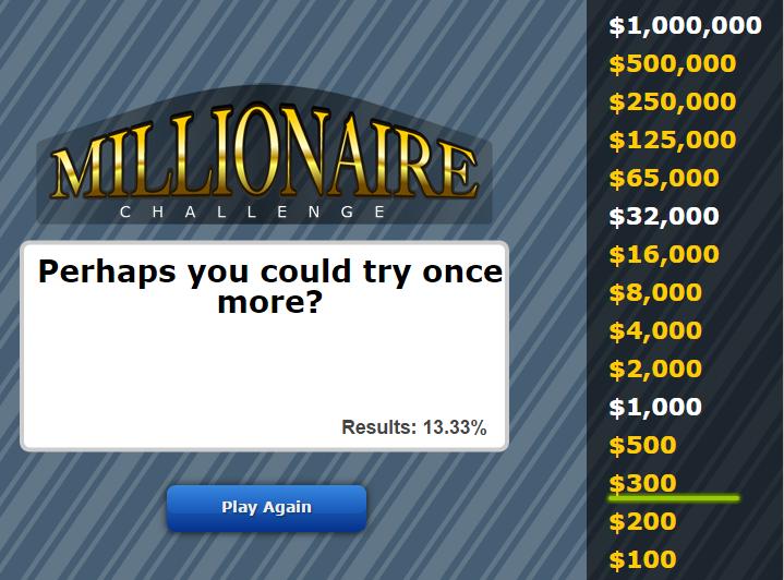 Jogando o Millionaire Challenge Fonte. http://www.kidsmathtv.