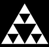 Portanto, na iteração tem-se: em Na iteração divide-se cada triângulo novamente, retirando o central, assim: Conclui-se que a dimensão D do Triângulo de Sierpinski é