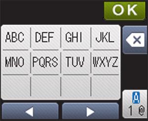 B Apêndice Como inserir texto no aparelho Brother Quando for necessário inserir um texto, o teclado será exibido no LCD do seu equipamento. Os caracteres podem variar de acordo com o país.