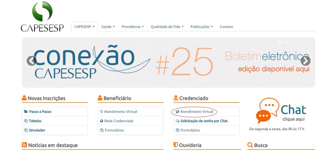 ACESSANDO O SISTEMA: No site www.capesesp.com.