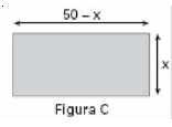 a) Determine a lei, f(x), que expressa a área do retângulo da figura C e exiba os valores de x que fornecem a área do retângulo da figura A.