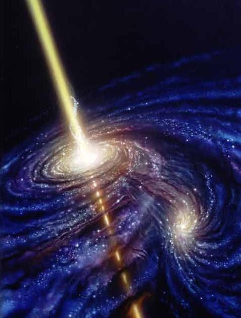 Galáxias Ativas Quasares Um quasar (quasi-stellar radio source, ou fonte de rádio quase estelar) é um objeto astronômico distante e poderosamente energético com um núcleo galáctico ativo, de