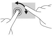 Rotação A rotação permite-lhe rodar itens, como fotografias. Ancore o indicador da sua mão esquerda no objeto que deseja rodar.