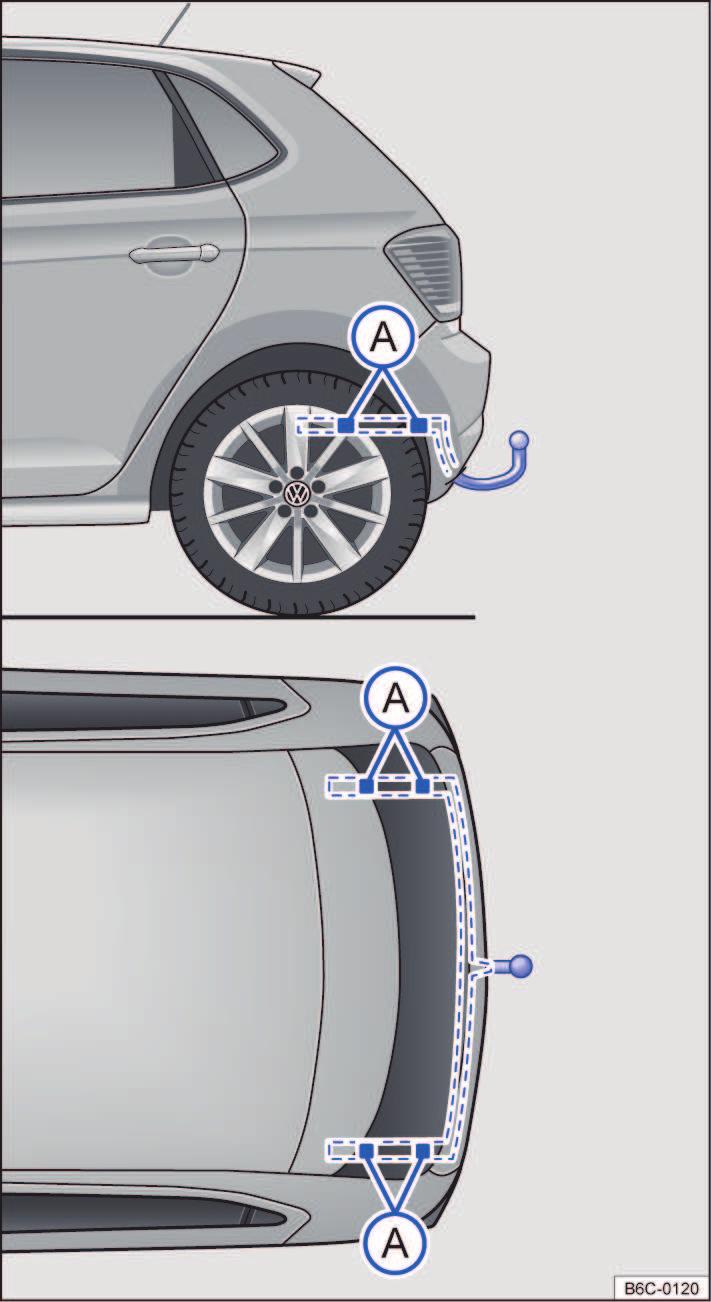 A condução com um reboque e o transporte de objetos pesados ou com superfícies grandes pode alterar as características de condução e aumentar a distância de frenagem.