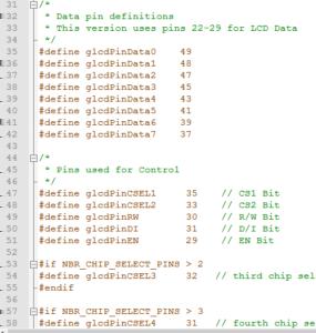 decidimos alterar os locais de conexão dos pinos entre o Display e o GLCD na biblioteca PinConfig_KS0108-Mega.