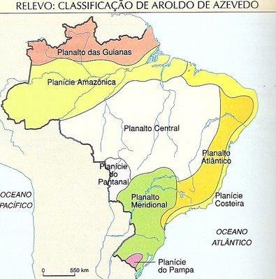 Classificações do Relevo Brasileiro duas são mais conhecidas: a de Aroldo de Azevedo e a de Aziz Nacib Ab Saber.