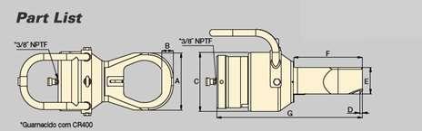 Cortadores Hidráulicos de Porcas Desempenho Superior com Força e Pressão Cortador de Porca Projetado especialmente para flanges; Simples ação, cilindro com mola de retorno; Tecnologia de lâminas