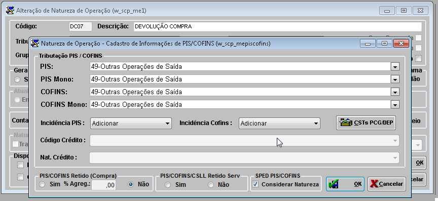 13 1.3. DEVOLUÇÕES DE COMPRAS DEVOLUÇÕES DE COMPRAS Figura 24: Configuração para Devoluções de