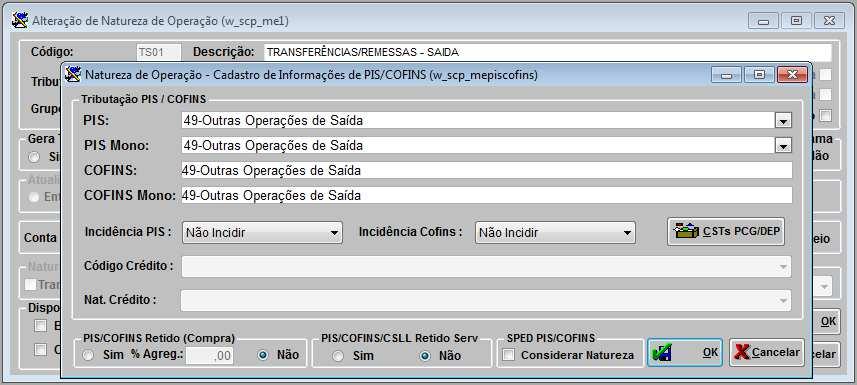 1.5. NATUREZA DE OPERAÇÕES (TRANSFERÊNCIAS / REMESSAS) De acordo com FAQ da Receita Federal: 28. Qual CST utilizar nas operações de remessa e transferências de mercadorias?