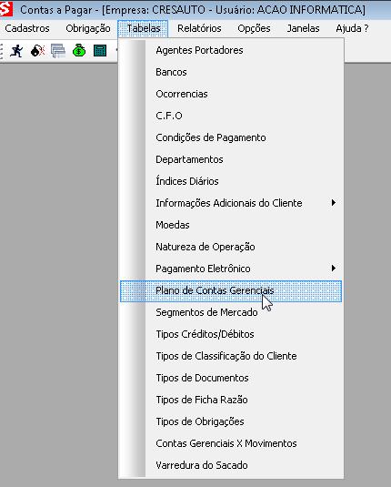 19 2. CONFIGURAÇÃO DE CONTAS GERENCIAIS.