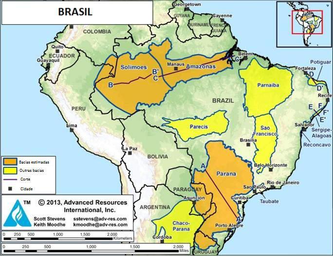 27 O Brasil ocupa a décima posição no ranking mundial de países que possuem reservas tecnicamente recuperáveis de Shale Gas com as atuais tecnologias.