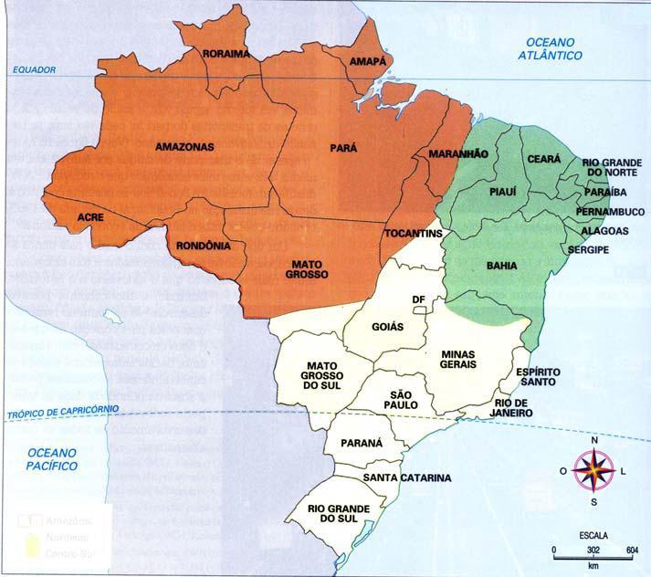 Com base no mapa e nos conhecimentos de Geografia Regional, assinale a alternativa correta.