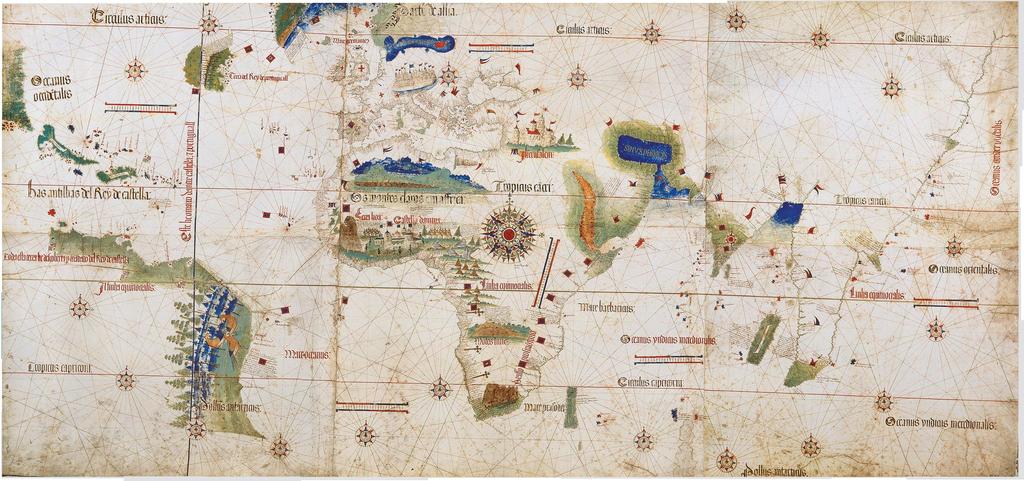 Planisfério de Cantino, 1502 Um dos primeiros mapas da América do Sul.