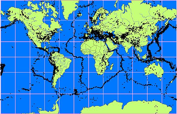Distribuição das atividades sísmicas pela análise de redes